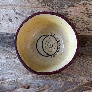 Hobbiest moon and sun celestial pottery ceramic bowl trinket dish red and yellow